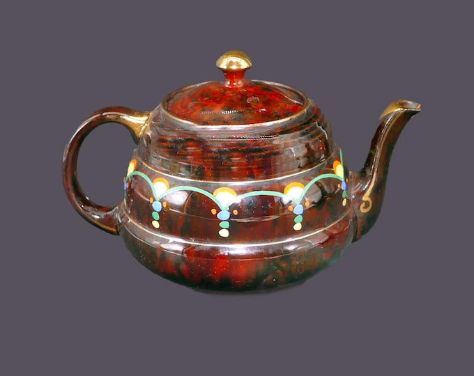 Antique Gibsons Eclat A-575 teapot. Hand-painted dots, florals tortoise shell accents, gold and moriage details. Flaws (see below).