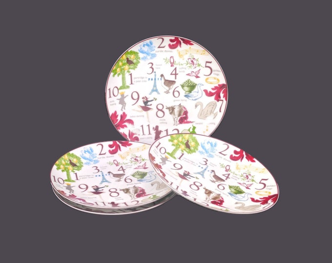 Four Rosanna Twelve Days of Christmas salad plates.