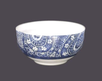 Vintage 222 Fifth Levi Blue blue-and-white denim toile coupe cereal bowl.