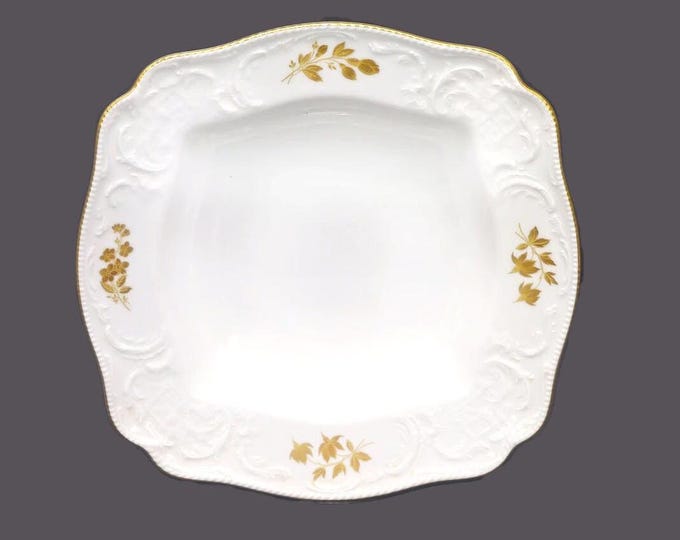 Rosenthal Gold Bouquet Chateau Fleurs squared rimmed serving bowl. Gold trim. Classic Rose Porcelain made in Germany.