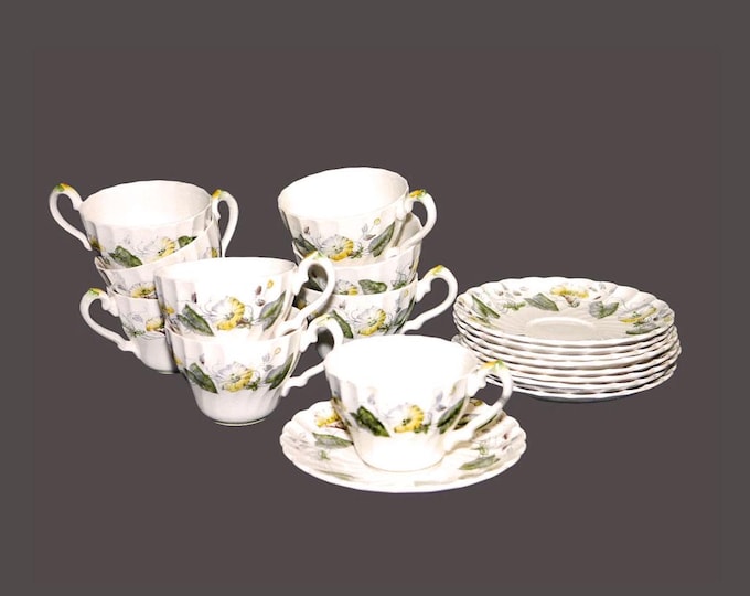 Vintage Myott Westmoreland Cup and Saucer Sets: England. 9 sets.