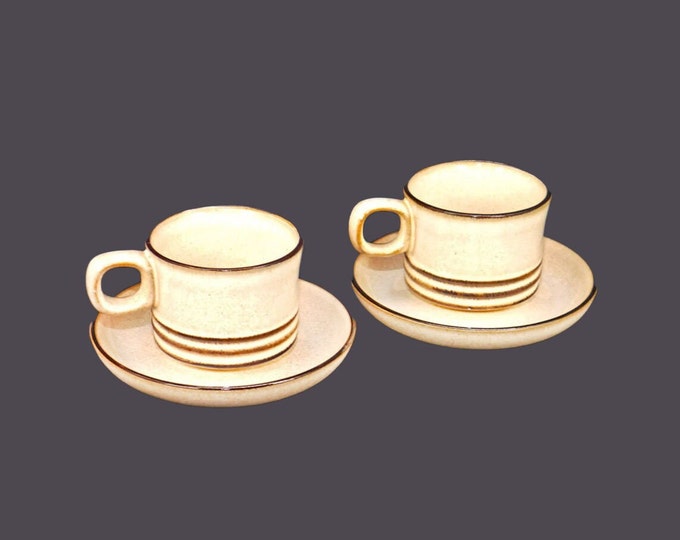 Pair of Denby Sahara stoneware cup and saucer sets made in England.