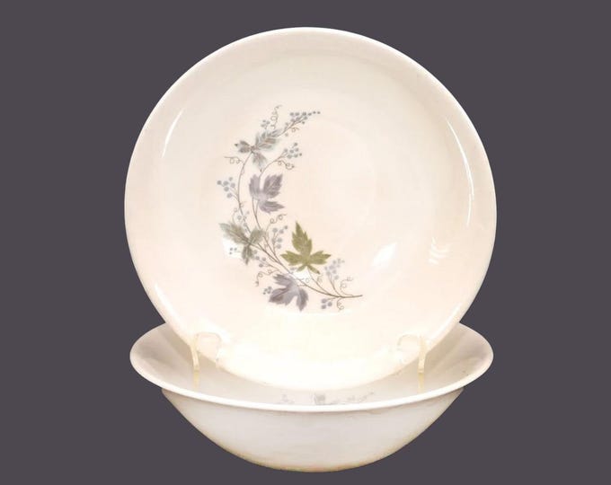 Pair of Johnson Brothers | Sovereign Potters d'Anjou coupe cereal bowls. English ironstone decorated in Canada. Flaw (see below).