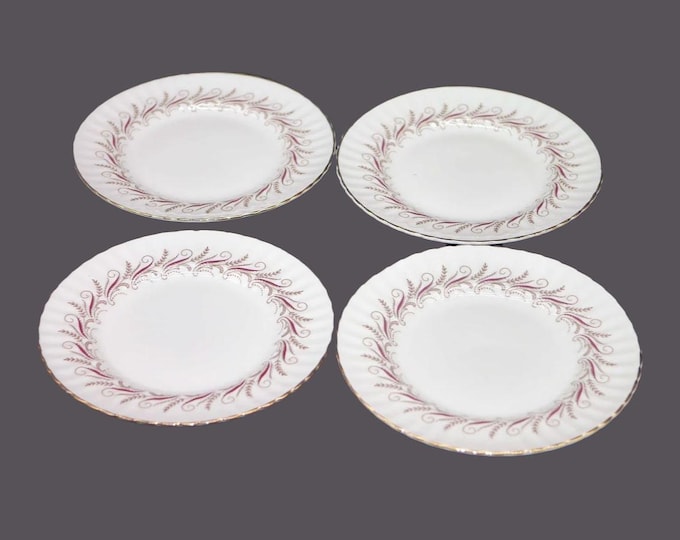Four Paragon Harmony Red bread plates made in England.