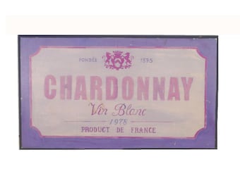 French Chardonnay Vin Blanc wooden wine bar sign | plaque. Gift for him. Gift for dad.