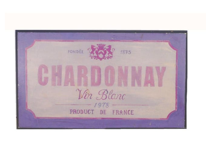 French Chardonnay Vin Blanc wooden wine bar sign | plaque. Gift for him. Gift for dad.