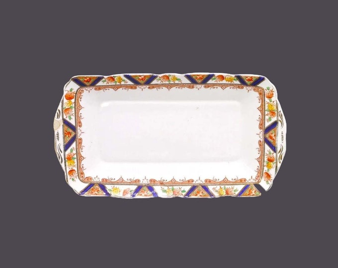 Royal Staffordshire 5448A hand-decorated Imari sandwich tray | rectangular lugged platter. Bone china made in England. Flaws (see below).