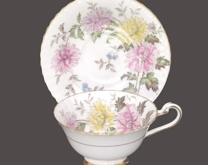 Vintage Paragon Autumn Glory Z890 wide-mouth cup and saucer set. Bone china, England.