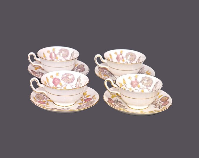 Wedgwood Lichfield bone china cup and saucer sets. Wide mouth, peony shape made in England. Choose quantity below.