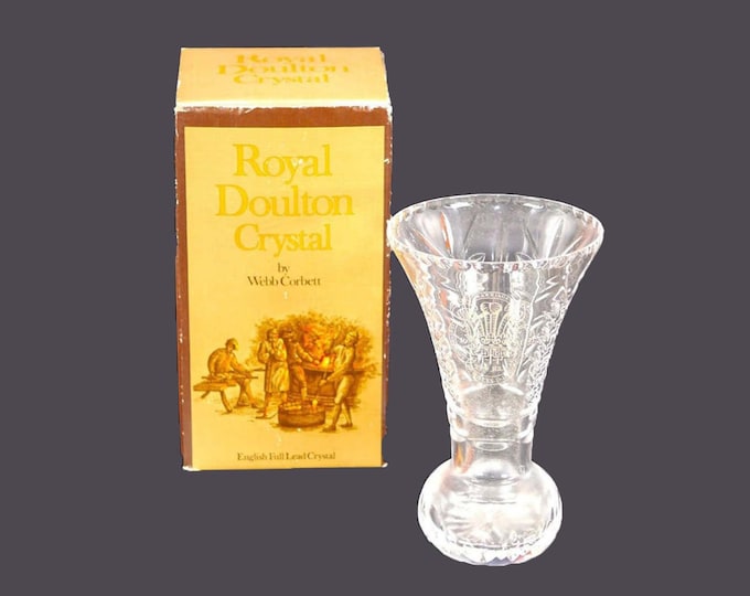 Royal Doulton | Webb Corbett lead crystal vase. Limited-edition commemorates 1981 Wedding of Prince Charles and Lady Diana. Made in England.