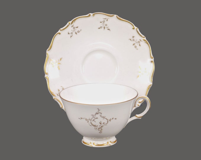 Royal Doulton H4954 Monteigne wide-mouth cup and saucer set. Bone china made in England.