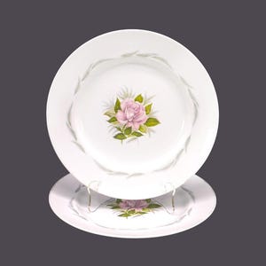 Vintage Grindley Baroness Dinner Plates (Pair): Satin White Ironstone - England. Flaw.