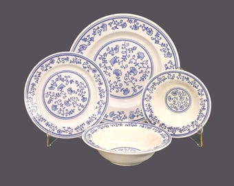 Vintage Homer Laughlin Sturbridge Blue Floral 4-Piece Place Setting