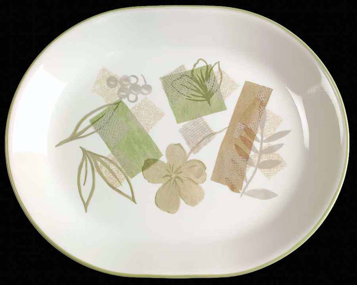 Corelle | Corning Textured Leaves pattern oval platter. Green, tan ... Corelle | Corning Textured Leaves pattern oval platter. Green, tan ...