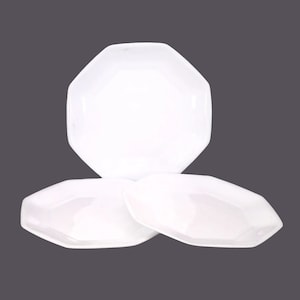 Arcopal France Salad Plates: Set of 3 White Octagonal Glass