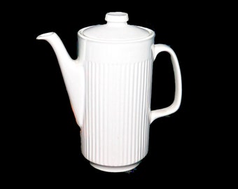 Johnson Brothers Athena six-cup teapot. All-white ironstone made in England.