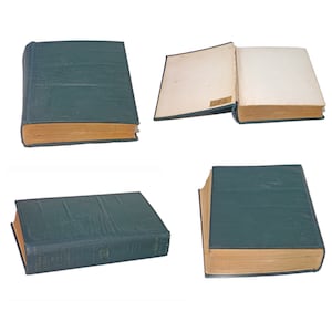 May include: Four green hardback books with gold-coloured edges. The books are closed and lying flat on a white background.