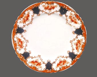 Antique Royal Albert Bone China 6907 Imari Dessert Plate: Cobalt & Rust Floral, England