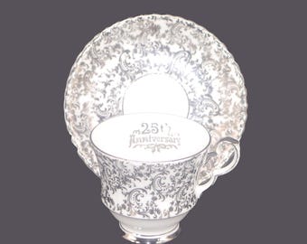 Vintage Royal Windsor 25th Anniversary cup and saucer set. Bone china made England.