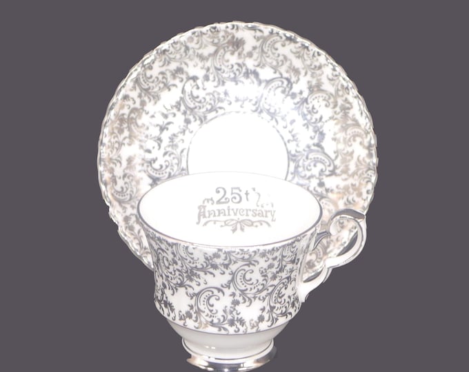 Vintage Royal Windsor 25th Anniversary cup and saucer set. Bone china made England.