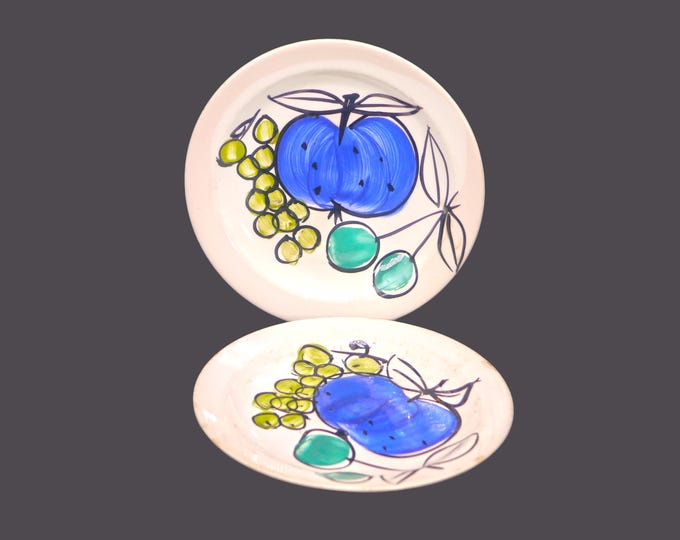 Pair of Vera Neumann for Island Worcester Salad Days bread plates. Hand-painted, made in Jamaica. Flaws (see below).