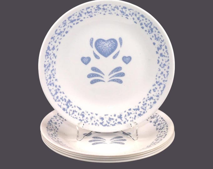 Five Corelle Corningware Blue Hearts bread plates made in USA.