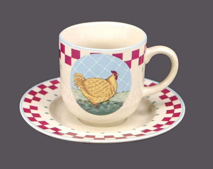 Vintage Tienshan Folk Art stoneware cup and saucer set. Choice of pattern.