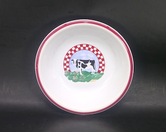 Century China | Century Stoneware Fannie's Farm stoneware soup bowl. Central cow. Sold individually.