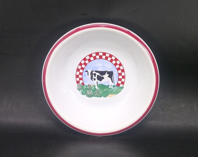 Century China | Century Stoneware Fannie's Farm stoneware soup bowl. Central cow. Sold individually.