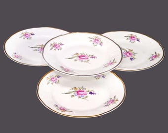 Vintage Bernadotte Thun Sonata bread plates. Central Meissen Dresden flowers. 4 plates.