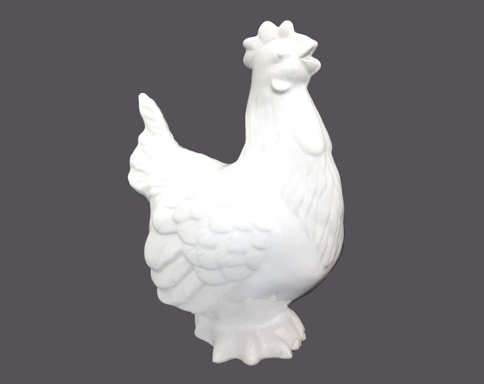 Deartis ceramic Good Luck Rooster figurine made in Portugal. All white. Flaw (see below).