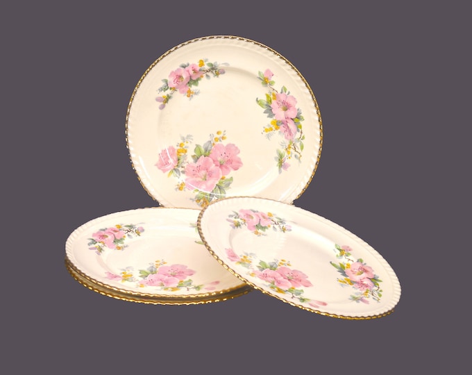 Four Sovereign Potters Norfolk salad plates. English ironstone decorated in Canada.