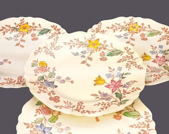 Antique J&G Meakin Cotswold Dinner Plates: Art Nouveau Floral Ironstone