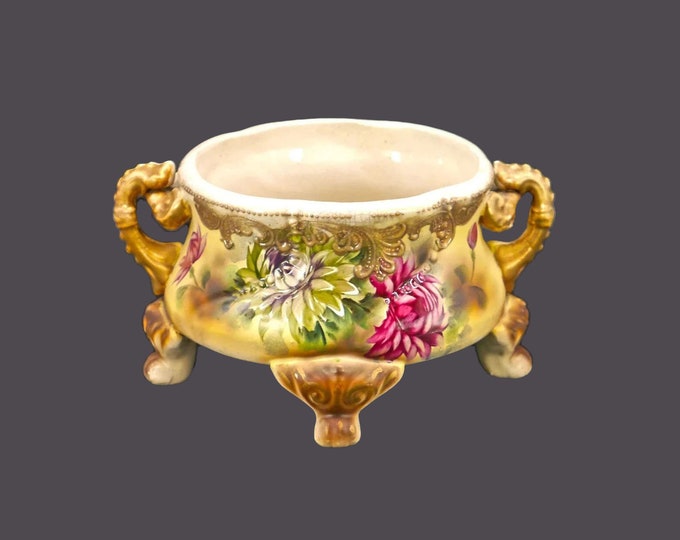 Antique porcelain jardinere | planter pot. Embossed gold, moriage details. Attributed 19th Century Limoges France.