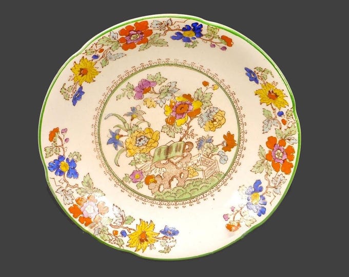 Art-deco era Masons Bible Green C2639 hand-decorated orphan saucer only (no cup). Masons Patent Ironstone made in England.