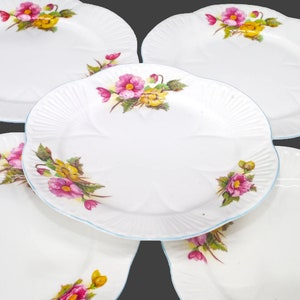 Vintage Shelley Begonia Salad Plates - Set of 6 - Bone China England