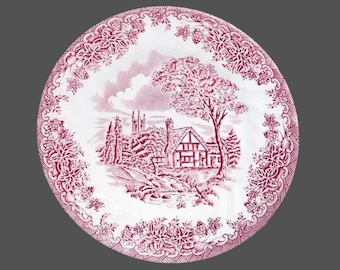 Vintage Churchill China The Brook Pink bread plate. Pink transferware made England.