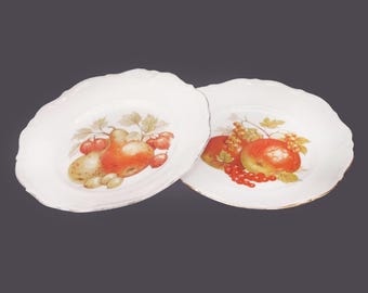Vintage Winterling Roslau Dessert Plates: Bavarian Fruit Design, West Germany