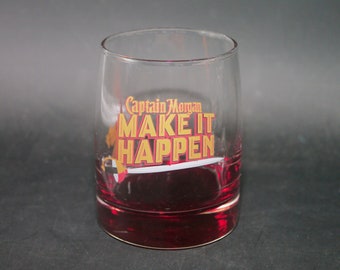 Vintage Captain Morgan Make It Happen on-the-rocks, old-fashioned glass.