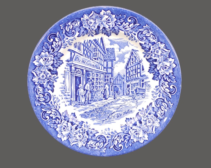 English Ironstone Tableware | EIT Dickens Series Blue bread plate made in England. Old Curiosity Shop. Sold individually.