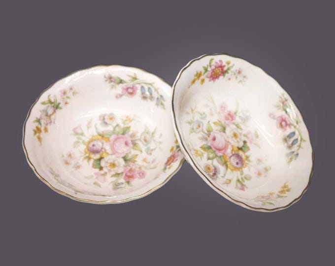 Pair of Grindley Kashmir fruit nappies, dessert bowls. Royal Petal Marlborough ironstone made in England.