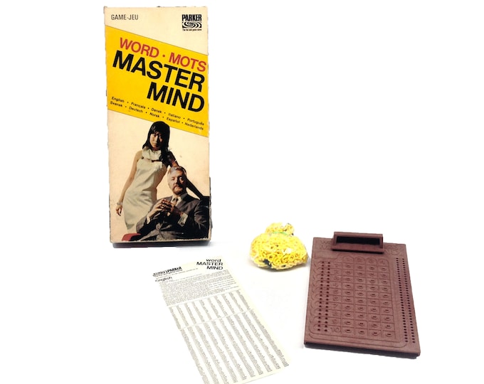 Word Mastermind board game published 1972 by Parker Brothers as game A261. Complete.