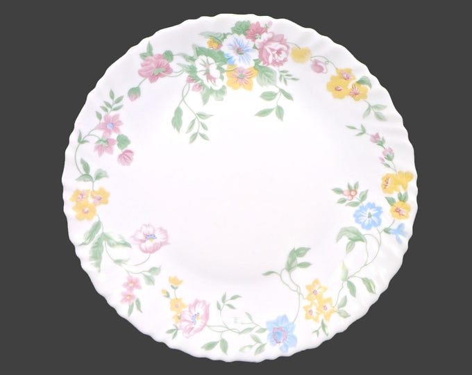 Arcopal Feston Hortense large, milk glass dinner plate made in France. Sold individually.