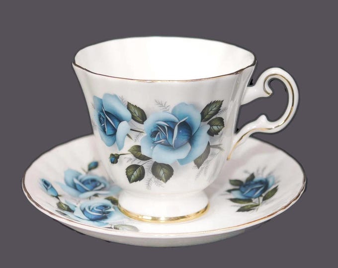 Vintage Royal Grafton blue roses bone china cup and saucer set. England