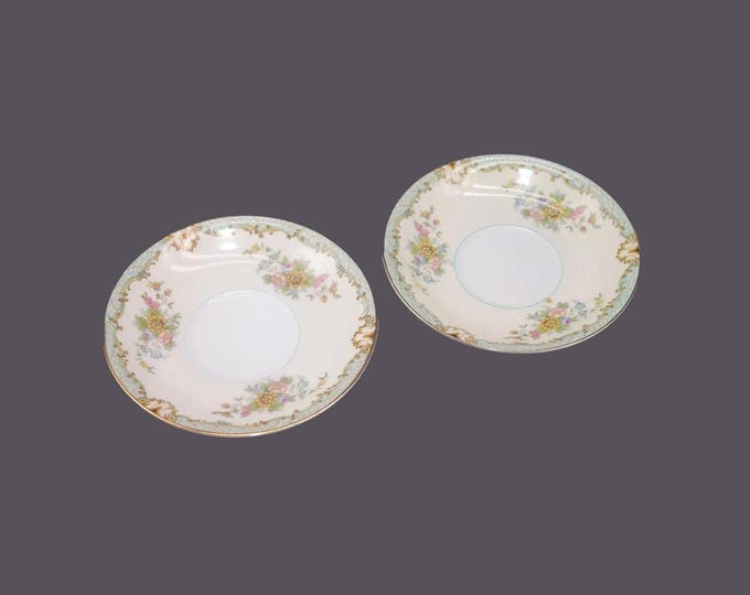 Pair of Noritake hand-painted Nippon Lanare cup and saucer sets made in Japan. Sold as pairs only. Orphan saucers also available.