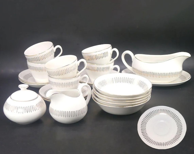 Twenty-three pieces of Royal Knight RKN1 dinnerware made in England. See details below.