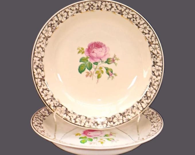 Pair of Taylor Smith & Taylor TST621 rimmed soup bowls made in USA.