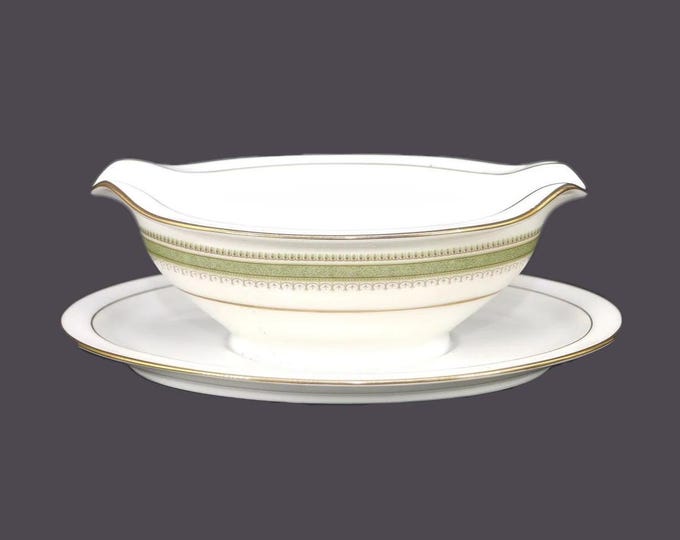 Noritake Enchantress gravy boat. Twin spouts, attached under-plate. Nitto Ware made in Japan.