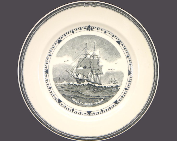 Wedgwood The American Clipper Ship Plate Series featuring the Stag Hound black-and-white luncheon plate made in England.