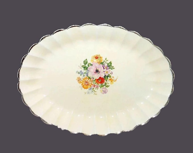 Sebring Dubarry large oval meat or turkey platter. Imperial Ware ironstone made in the USA. 18K gold trim.